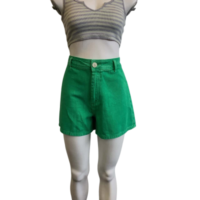 BNWT Ghanda Women's Size 14 Denim Shorts Green 