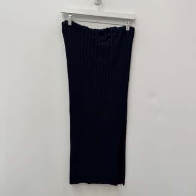 Witchery Navy Blue Knit Rib Skirt - Size 14 