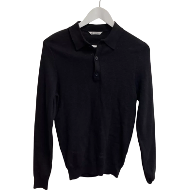 Yd. Mens  Size 2x Small Polo Button Up Knit Shirt Black  