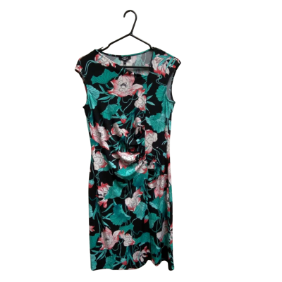 Basque Womens  Size 10 Cocktail Dress Black  / Floral / Green 
