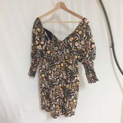 Seed Heritage Womens  Size 6 Bodycon Dress / Casual Dress / Mini Dress Black  / Floral / Red / White / Yellow 