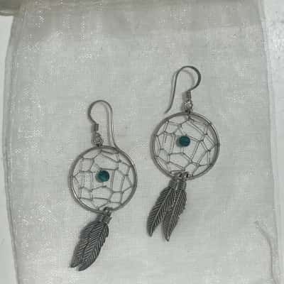  Women's Dreamcatcher Earrings Green / Silver 