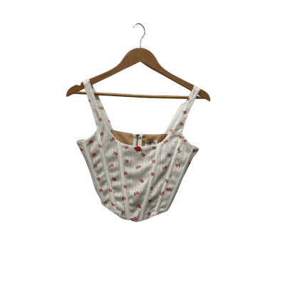 With Jean Womens  Size S Party Top Floral / White 