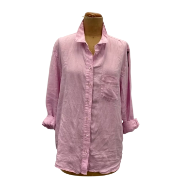 Country Road Womens  Organic Linen Button Down Shirt Size 12 Pink  