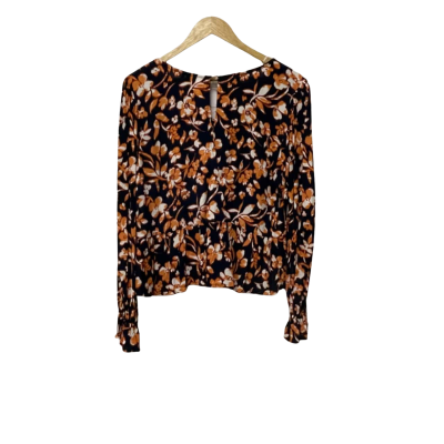 Jeanswest Womens  Size 14 Long Sleeve Top Black  / Orange / White 
