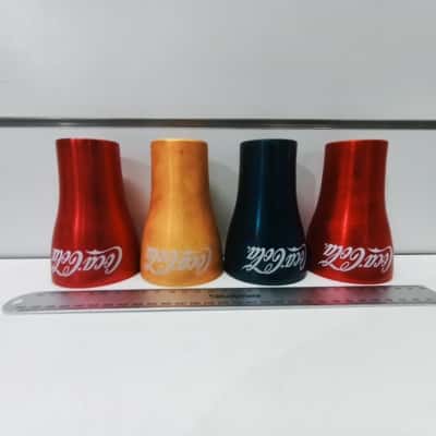 Retro Coca-Cola Anodized Aluminium Tumbler Cups – Stack of 3 Multi-Colored Metal Cups (Blue, Red, Yellow)