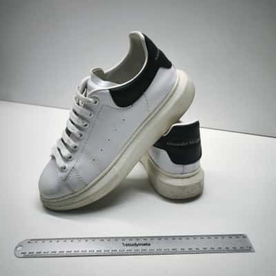 Alexander McQueen White Black Leather Platform Sneaker US 10 EUR 44