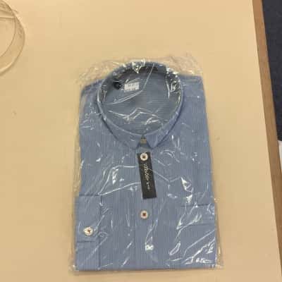  Mens  Size 36 Long Sleeve Shirt Blue / Pinstriped / White 