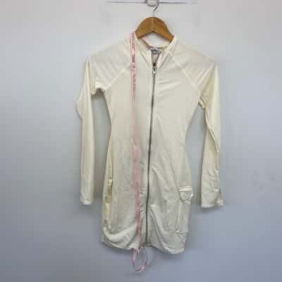 Oh Polly White Long Sleeve Front Zip Batch Mini Dress  Size 8