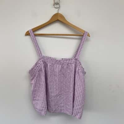 Sportsgirl Pink Checked Cami Top Size 14 