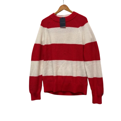 NWT Tommy Hilfiger Men Size L Crew Neck Jumper Red / White 