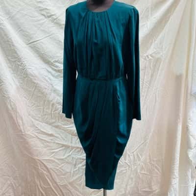 RODEO SHOW Size 12 Silk Cocktail Dress Turquoise 
