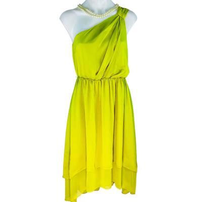 Events - Acid Yellow Off The Shoulder Dress (Size 8)