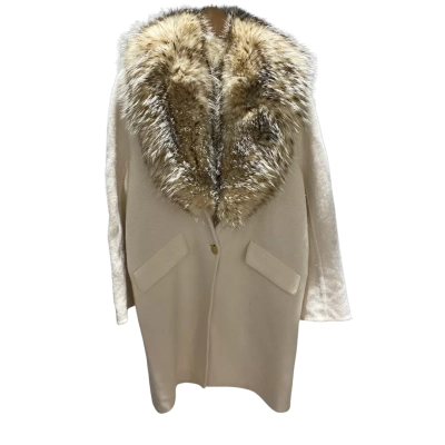 Ermanno Scervino Womens Size 40 Fur Coat White - Angora/Wool (Some marks and pilling - see pics)