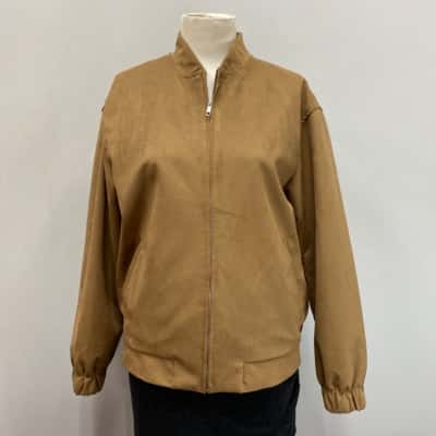 Zara Womens  Size S Sports Coat Brown Suede Feel