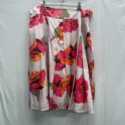 BNWT YARRA TRAIL Silk Orchard Print Midi Skirt Size 16