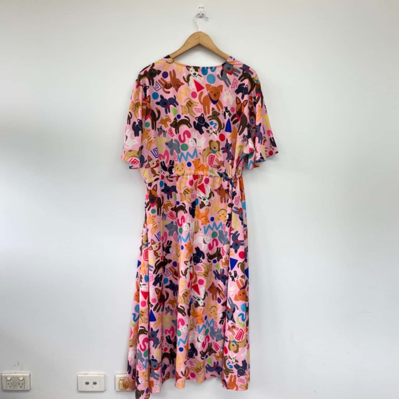 Lorraine Cats And Dogs Print Midi Dress Pink Size 18 / XXXL(s)