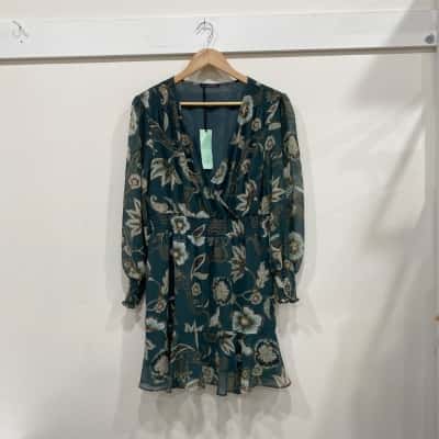 Tokito Petites Womens  Size 14 Long Sleeve Dress Floral / Green 