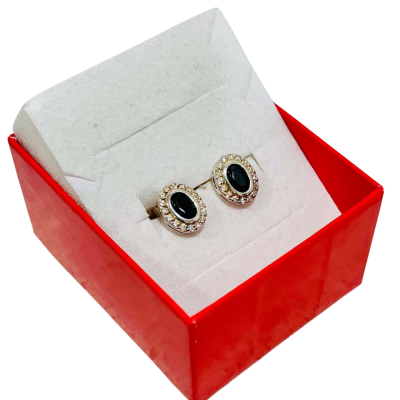 925 Green Gemstone/Diamonte Stud Earrings 