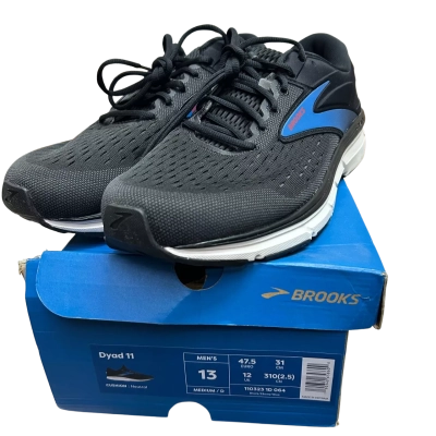 New With Tags BROOKS Men's Size UK 12 / US 13 / EUR 47.5 / 31CM Dyad 11 Cushion Neutral Medium D Runners Black  / Blue / White  RRP: $239.99