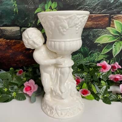 Made in Japan vintage cherub pedestal planter/vase