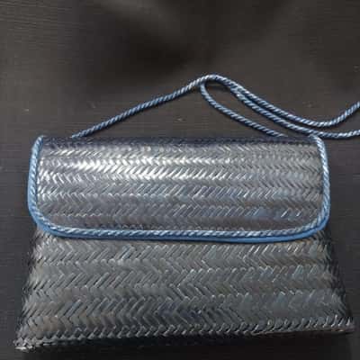 Blue Woven Handbag