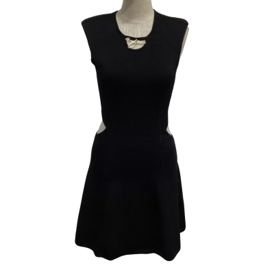 AJE Womens  Size M Sleeveless Bodycon Dress with Open Back Panel Black  