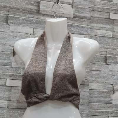 White Fox Womens  Size XS Halter Neck Top Brown 