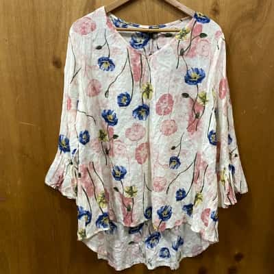 Caroline Morgan Floral Patterned Top Size 16