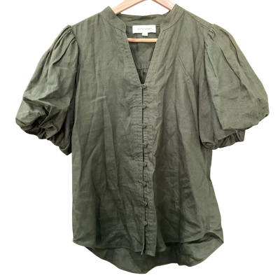 Witchery Moss Green Balloon Sleeve Shirt Size 8