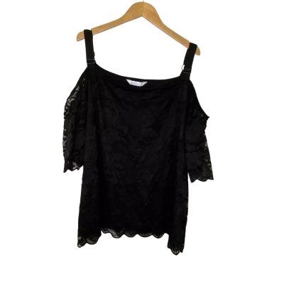 Avella Womens  Size 26 Short Sleeve Top Black  