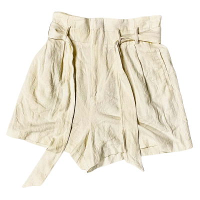 BNWT Zara Size L, Cream Linen Shorts w/ Waist Sash