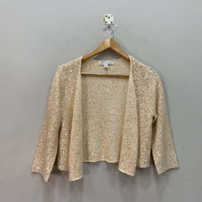 Forever New Womens  Size 12 Cardigan Silvery-Gold Sequins 