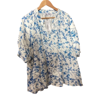 Vine Apparel Womens  Size 18 Blouse Blue / Floral / White 