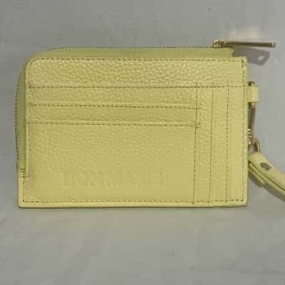 BON MAXIE Pebbled Leather Wallet Yellow 