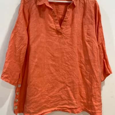 Tahari Womens V- Neck Top Size 20 Peach 