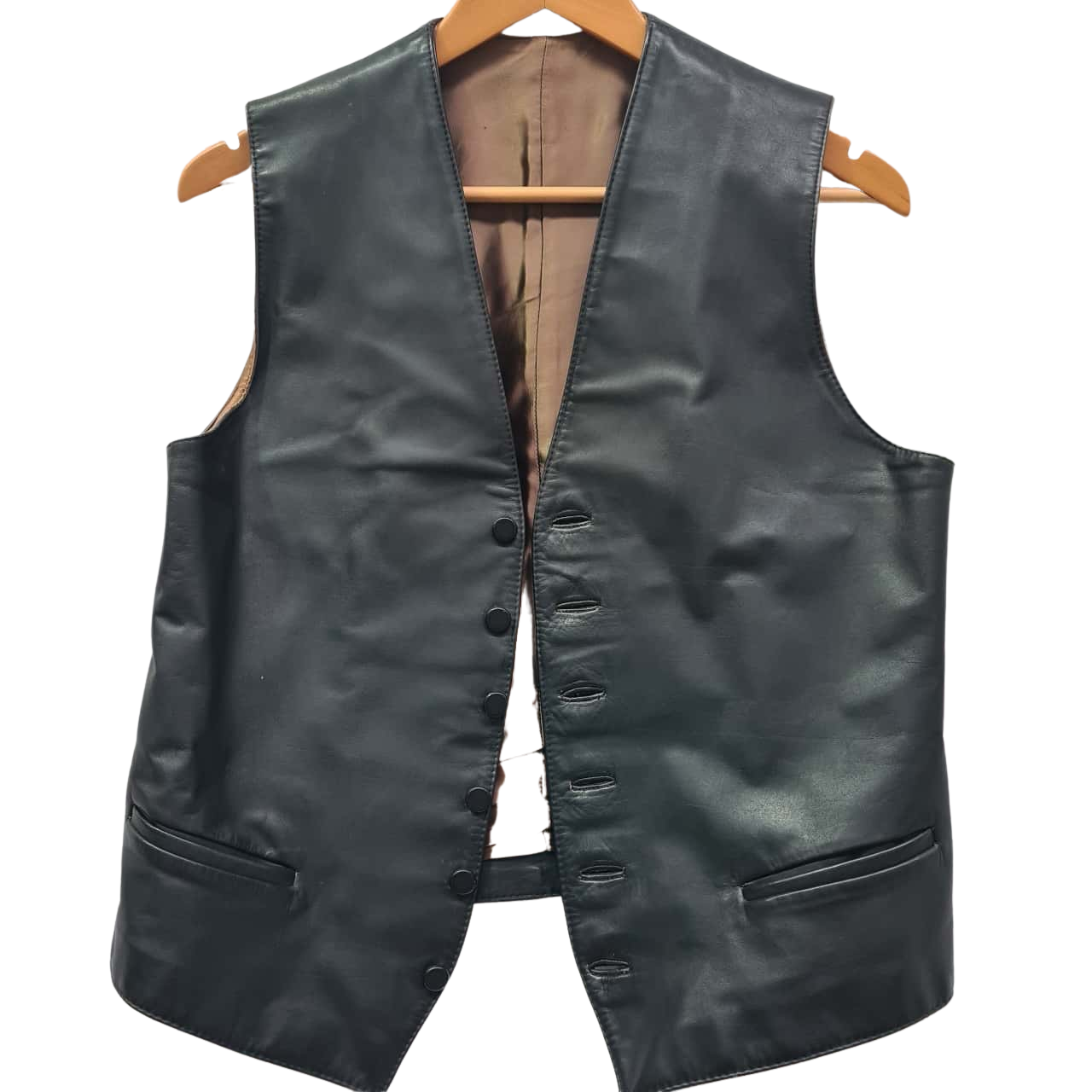 Pecari Mens leather Vest Black (size 34)(s)