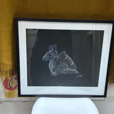 Original Artwork Polychromo Pencils On Black Paper "HOPE FROM TH ASHES" by Stuart Whyte Frame Size: 42.5 cm x 36.5 cm