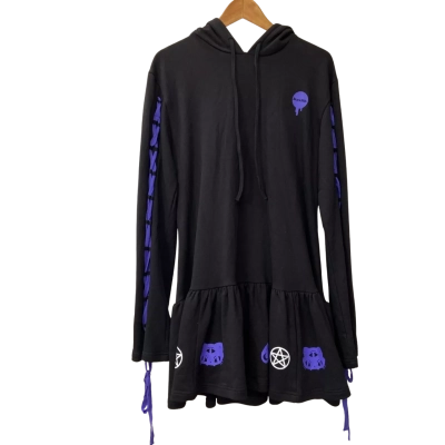 BlackMilk - Black Hooded Dress With Custom Drawstring Details