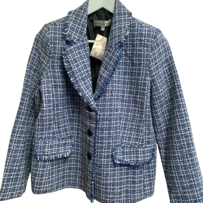 Grace Hill Womens  Size 10 JacketChambray Blue / Checked 