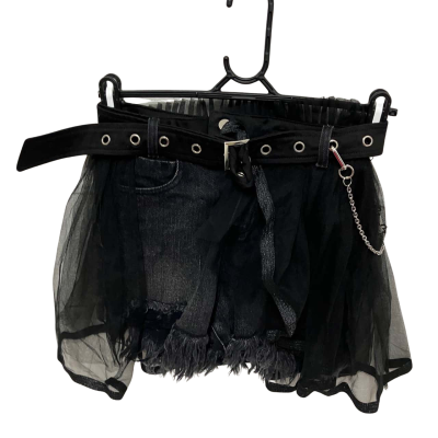  JZ Collection Womens  Size S Denim Shorts Black With Tule Shirt