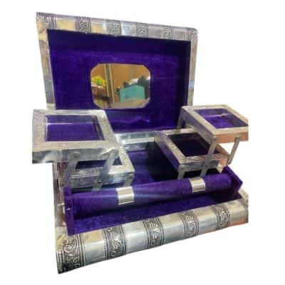 Decorative silver tone jewellery box