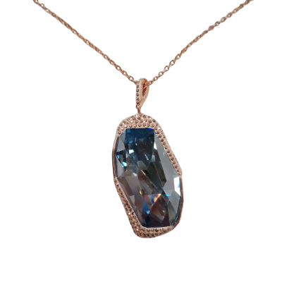 Swarovski Women's Rose Gold and Blue Crystal Necklace 