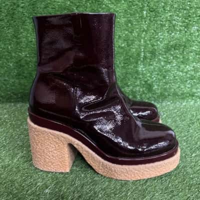 Sol Sana Deep Wine Ankle Boots Size 8