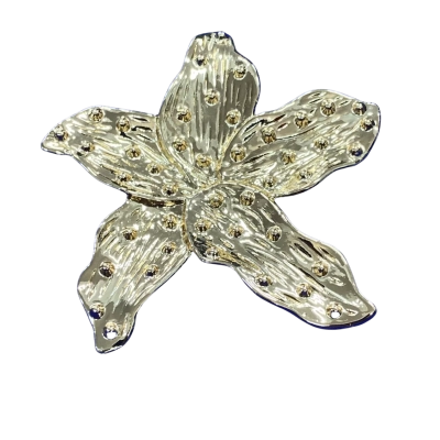  Womens 1980’s Dinah Hoyt Taylor gold metal lily 6cm diameter Brooch 
