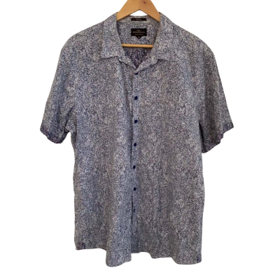 Rodd & Gunn Mens  Size XXL Short Sleeve Shirt Blue / Navy Blue / White 