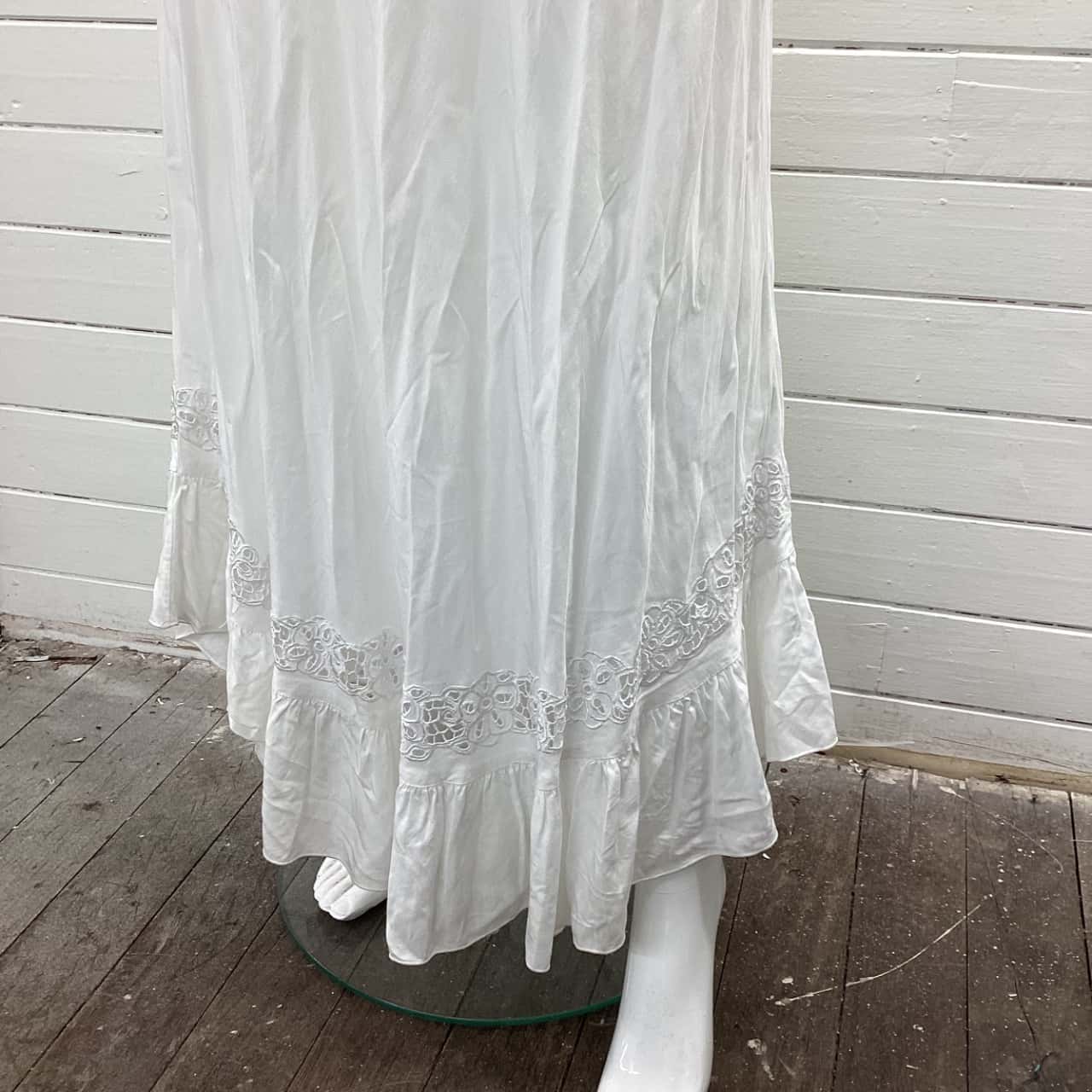 Tree of Life - Womens Embroidered Shoestring Strap White Maxi Dress(s)