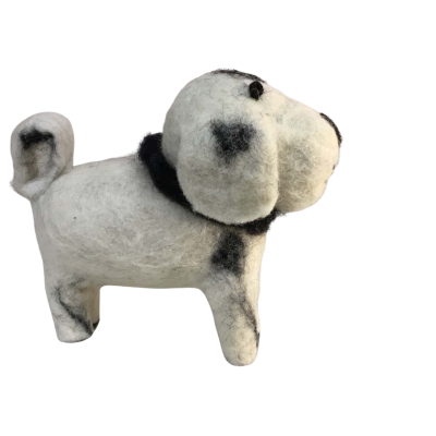 Needle Felted Dog Figurine Hand Crafted from Wool Approx 13 x 15cm