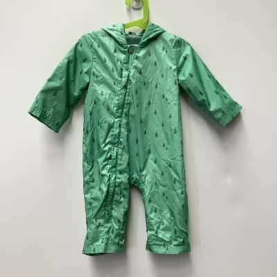 M&S Kids  HOODED FROG PUDDLESUIT Size 9-12 MONTHS Green 
