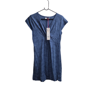 BNWT Boom Shankar Pip Dress Size 14 Blue Wave Print Cotton Knit Midi